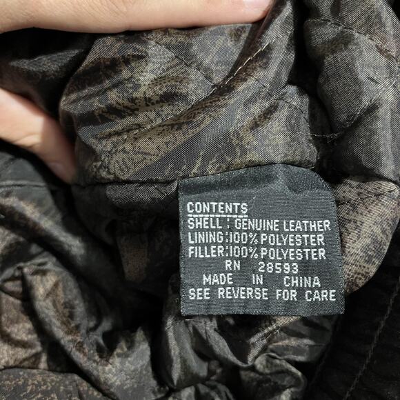 Members Only Jacket Mens XL Brown Leather‎ Bomber Quilted Lined Zip Snap Collar - Picture 9 of 13